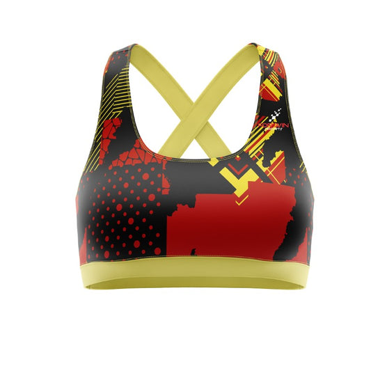 This image displays a custom women's sports bra by Forwin Sports, created by high-ranked manufacturers. The high-quality custom sports bra features customized support, moisture-wicking technology, and a snug fit, ensuring enhanced performance and comfort during rigorous workouts and athletic activities. #CustomSportsBra #WomensActivewear #HighPerformance #MoistureWicking #ComfortFit #ForwinSports #CustomMade