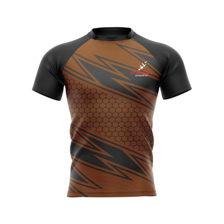 Image of a rugby jersey, a uniform for rugby players and teams. Features logos, numbers, and names. High-performance design for comfort and durability.