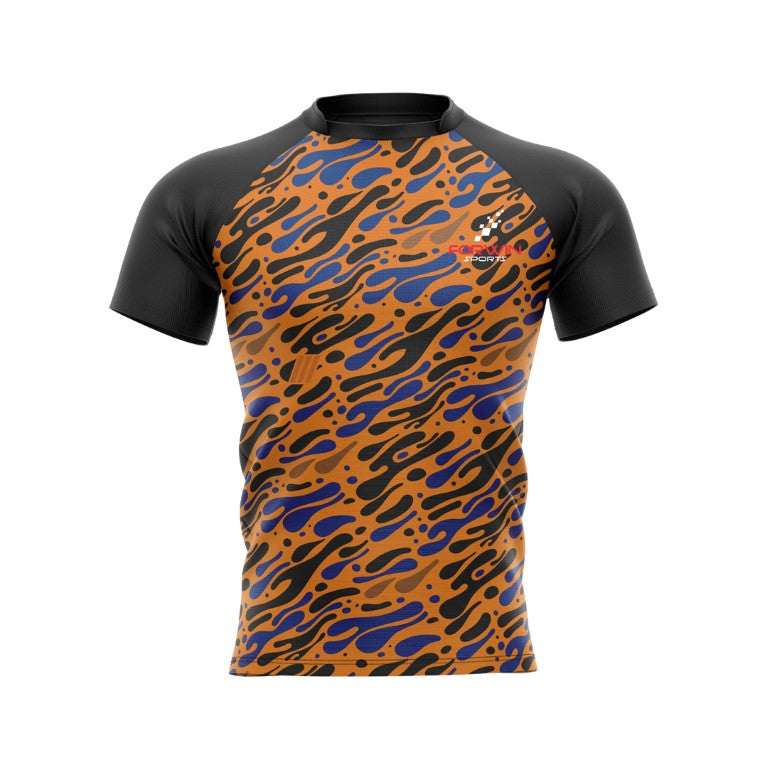 Image of a rugby jersey, a uniform for rugby players and teams. Features logos, numbers, and names. High-performance design for comfort and durability.