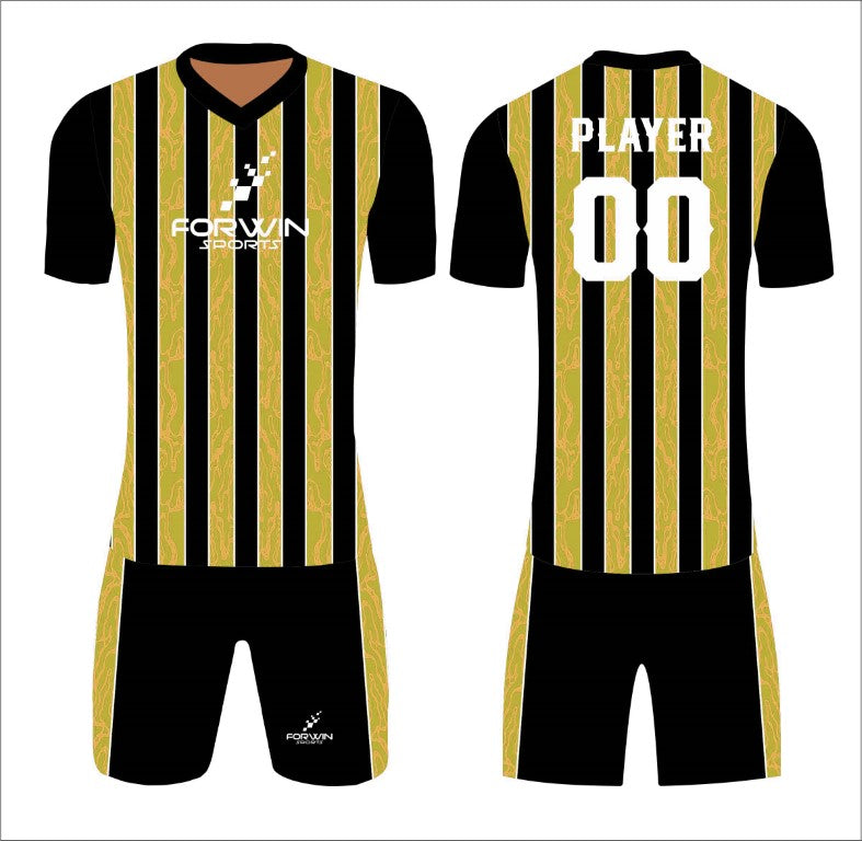 This image displays a custom soccer uniform from Forwin Sports, created by leading manufacturers for elite performance. The uniform features a customized lightweight jersey with a player number, breathable shorts, knee-length socks, and high-performance cleats, all meticulously designed for exceptional comfort, flexibility, and durability on the soccer field.