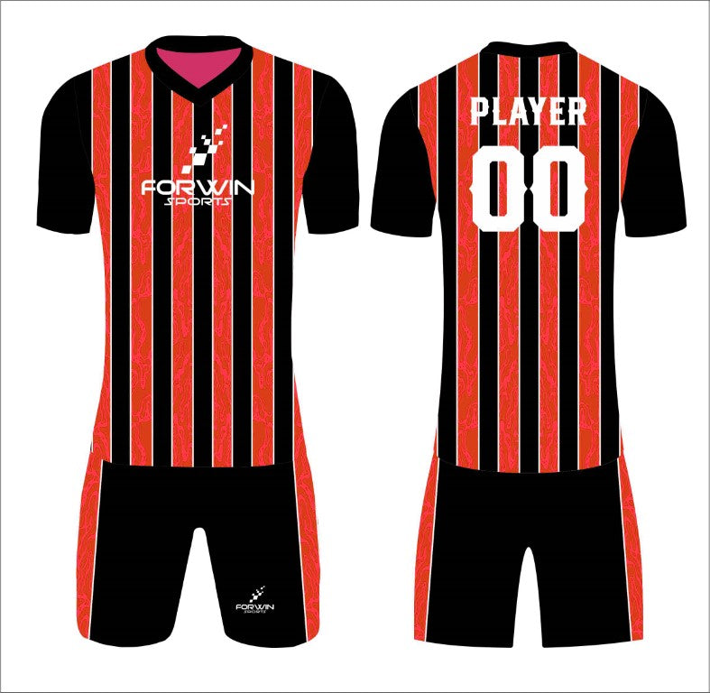 This image displays a custom soccer uniform from Forwin Sports, created by leading manufacturers for elite performance. The uniform features a customized lightweight jersey with a player number, breathable shorts, knee-length socks, and high-performance cleats, all meticulously designed for exceptional comfort, flexibility, and durability on the soccer field.