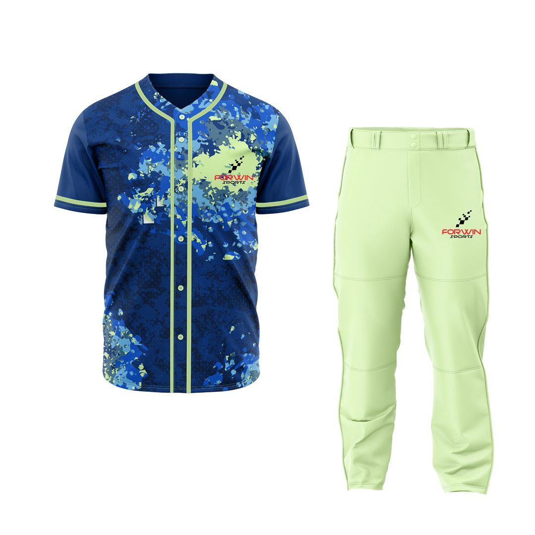 This image displays a comprehensive baseball uniform from Forwin Sports. It features a classic cap, a custom jersey with player number, sturdy pants with a belt, comfortable socks, and specialized cleats, all meticulously designed for comfort, durability, and peak performance on the baseball diamond.