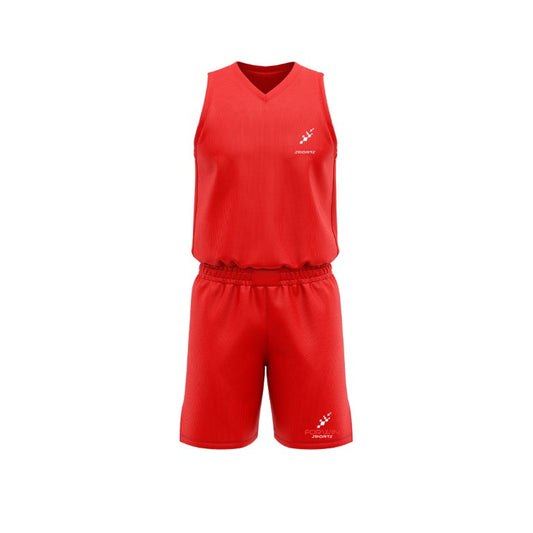 Image of a custom basketball uniform. Features a jersey and shorts with team logo and number. Designed for basketball teams and players.