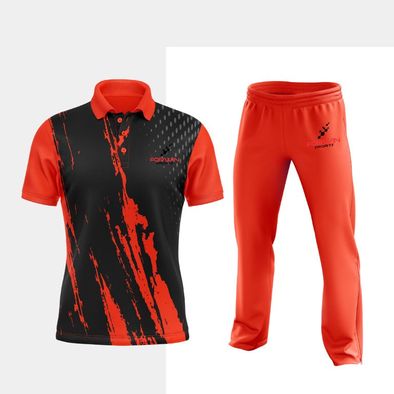 Image of cricket clothing, featuring tailored jerseys, trousers, and hats with personalized team graphics, numbers, and names. Professional-grade uniforms for the cricket field.