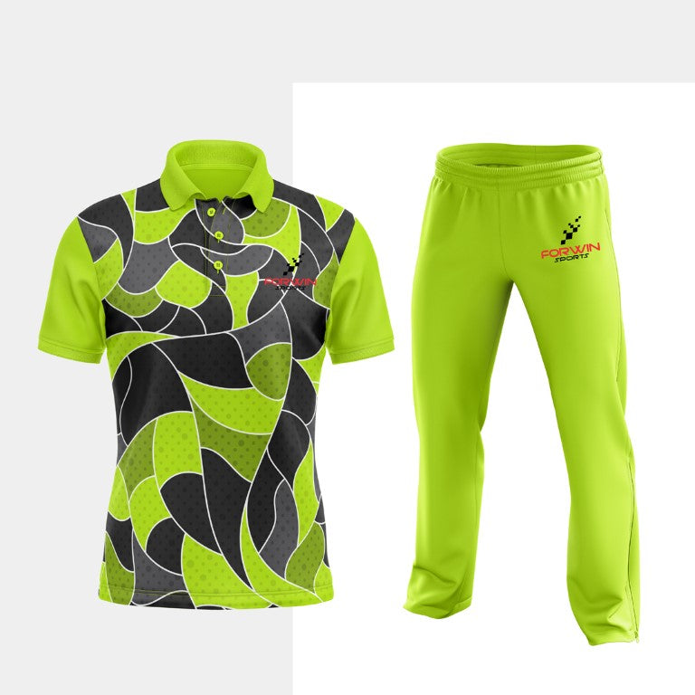 Picture of cricket attire, showcasing custom-designed shirts, pants, and gear with team logos, numbers, and names. High-quality uniforms for cricketers and teams.