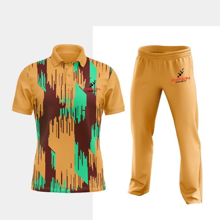 Image of cricket uniforms, featuring jerseys and pants with team logos, numbers, and names. Designed for comfort and performance on the field.